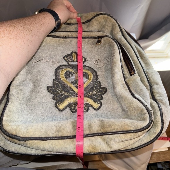 Y2K JUICY COUTURE Gray Velour BACKPACK Bookbag Crown School Work main image 13
